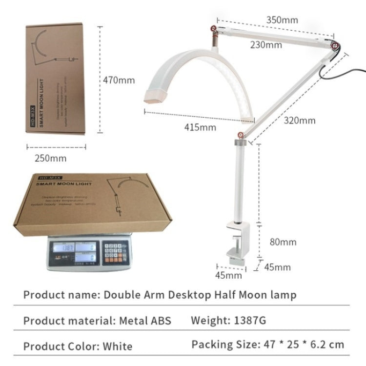 HD-M3X For Eyelash Extensions / Tattoo / Nail Art Lighting Lamp 16 inch Clip-on Half Moon Desk Lamp, US Plug, UK Plug, EU Plug, AU Plug