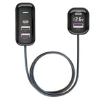 YQ6 PD 30W Fast Charging 2 x Type-C + 3 x USB Car Charger with 1.5m Extension Cable, YQ6