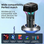 YQ6 PD 30W Fast Charging 2 x Type-C + 3 x USB Car Charger with 1.5m Extension Cable, YQ6