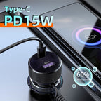 K18A PD 30W Retractable Type-C Cable USB+Type-C Dual Port Aluminum Alloy Car Charger, K18A