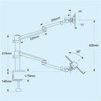 OL-10T Clip-on Desktop Stand Dual Computer Monitor Riser Bracket Laptop Holder, OL-10T