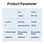 JMARY MT-39 Multifunction Live Streaming DSLR Camera Stand Holder Phone Clamp Tripod, MT-39