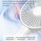 F35 With Hanging Hole Rechargeable Cooling Fan Powerful Handheld Fan 1200mAh Desk Fan, F35 (Baby Blue), F35 (Pink), F35 (White)