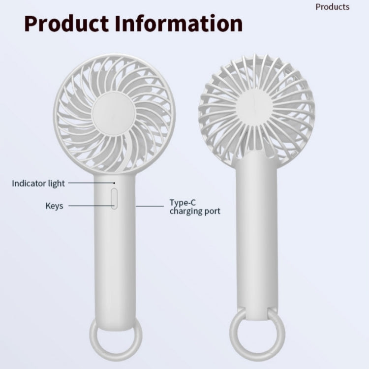 S3 3 Speed Low Noise Hanging Hole Desk Fan Portable Rechargeable Handheld Cooling Fan, S3 (White), S3 (Pink), S3 (Baby Blue)