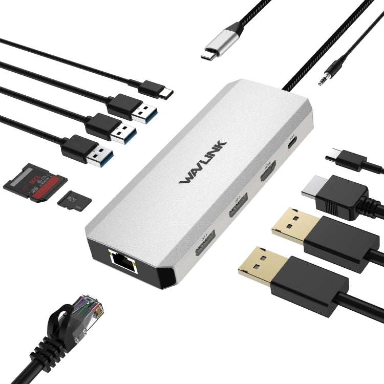 WAVLINK UMD306 12 in 1 Dual 8K Triple Monitor Multiport Adapter, UMD306