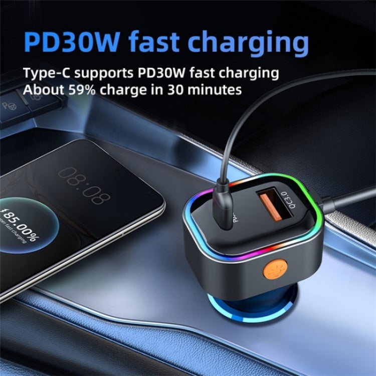 K5 3 USB Fast Charging Car Charger 66W Extension Cord Design 5 Ports Charging Adapter