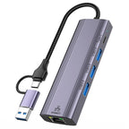T513 USB-A / Type-C to USB3.0 x 3 + USB-C + Gigabit Laptop Adapter Docking Station, T513