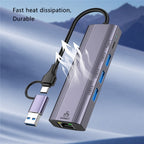 T513 USB-A / Type-C to USB3.0 x 3 + USB-C + Gigabit Laptop Adapter Docking Station, T513