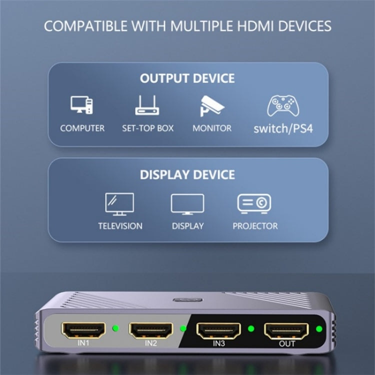 Q803 For TV / Monitor / Camera 8K HDMI 3-in-1-out Switch Converter with USB-C 5V Port, Q803