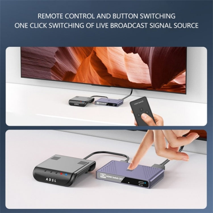Q803 For TV / Monitor / Camera 8K HDMI 3-in-1-out Switch Converter with USB-C 5V Port, Q803
