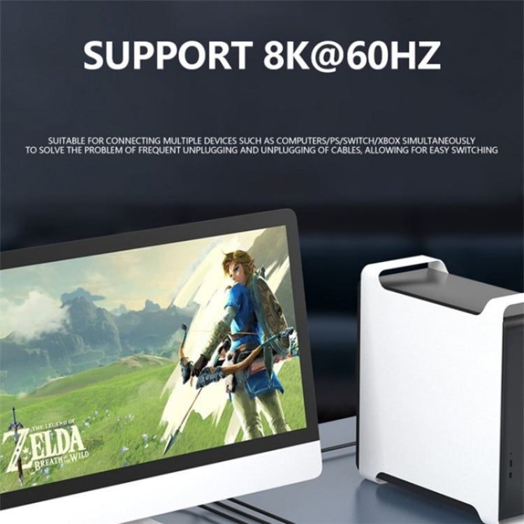 Q803 For TV / Monitor / Camera 8K HDMI 3-in-1-out Switch Converter with USB-C 5V Port, Q803