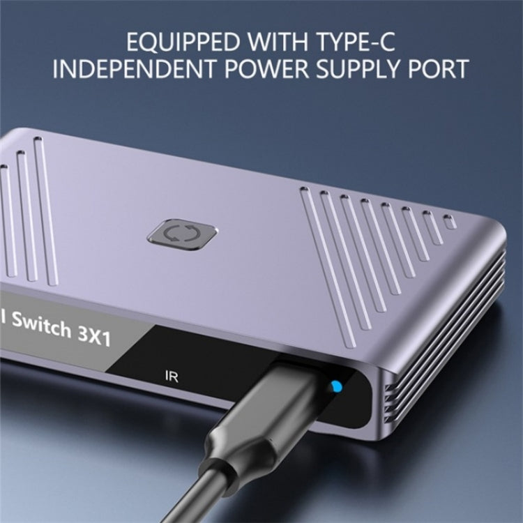 Q803 For TV / Monitor / Camera 8K HDMI 3-in-1-out Switch Converter with USB-C 5V Port, Q803