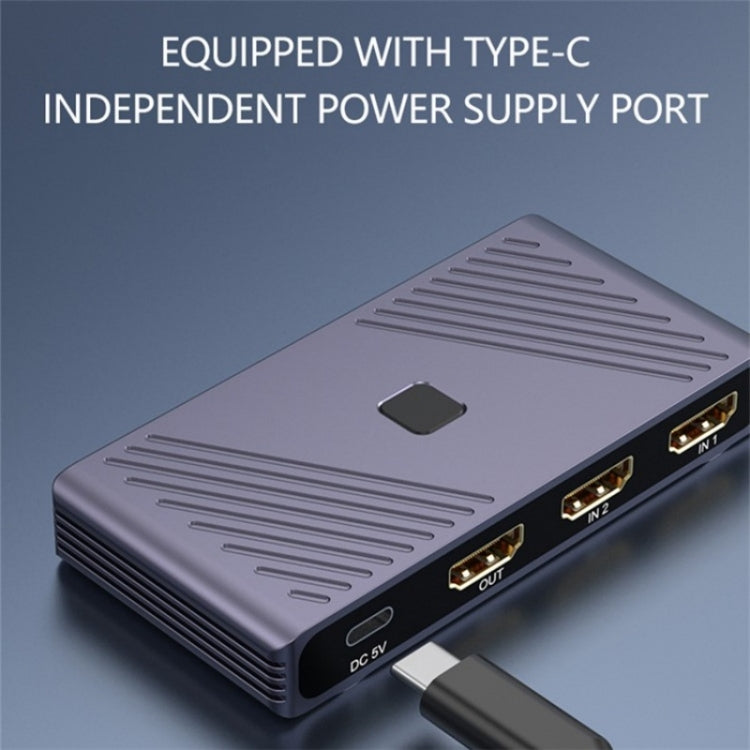 Q802 Aluminum Alloy 8K HD Video Splitter HDR 2 in 1 Out Mirror Screens Video Transfer Adapter, Q802