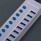 U310 10-in-1 USB 3.0 Extension HUB USB Power Charging Station with Individual Switch, U310