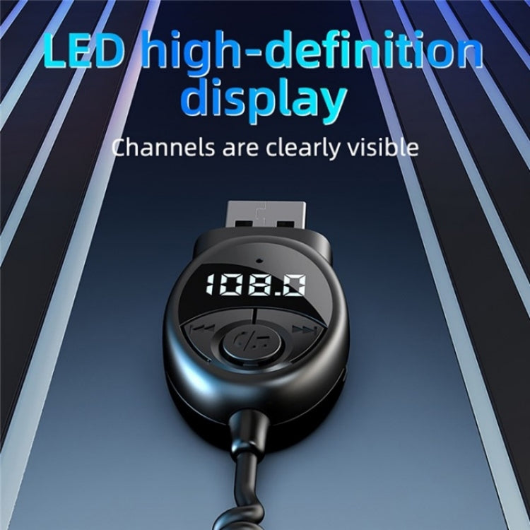 W8 With Telescopic Cable Car Audio Adapter Bluetooth Receiver FM Transmitter, W8