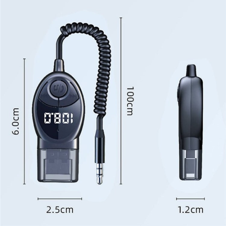 W8 With Telescopic Cable Car Audio Adapter Bluetooth Receiver FM Transmitter, W8