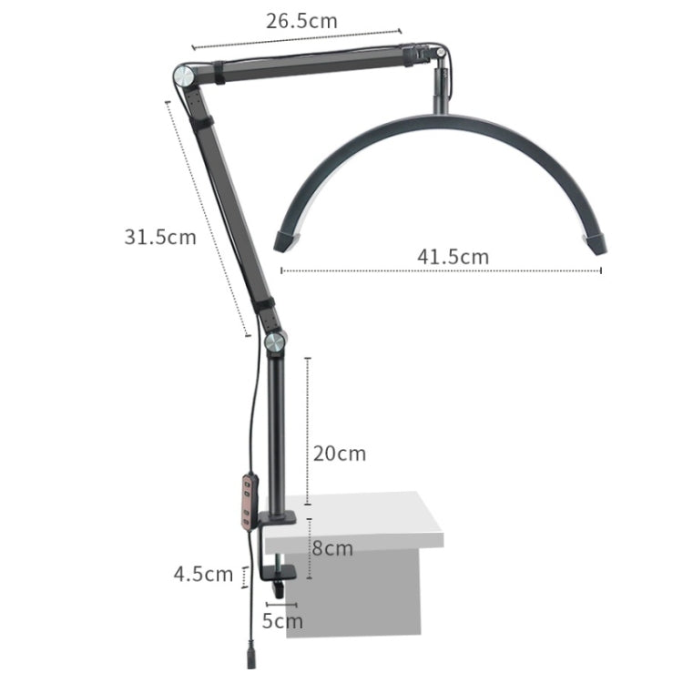 HD-M3X Pro 16 inch Adjustable Brightness Beauty Light Half Moon Light Eyelash Tech Lamp, US Plug, EU Plug, UK Plug, AU Plug