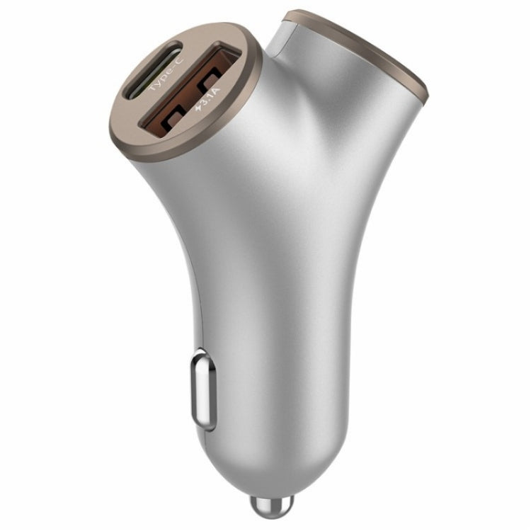 A2 2 USB + 2 Type-C Phone Fast Charging Power Adapter 78W Y-Shaped Car Charger