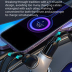 A2 2 USB + 2 Type-C Phone Fast Charging Power Adapter 78W Y-Shaped Car Charger