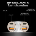A2 2 USB + 2 Type-C Phone Fast Charging Power Adapter 78W Y-Shaped Car Charger