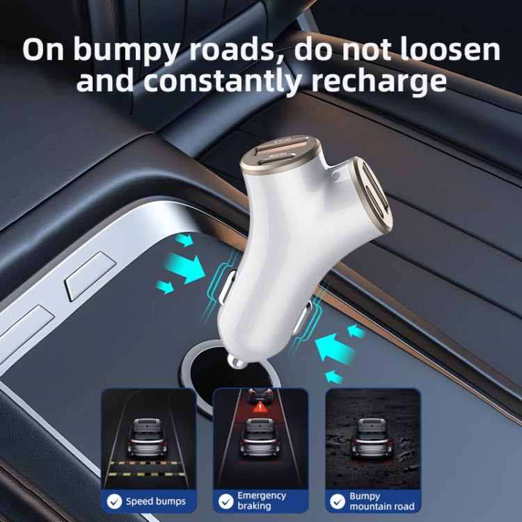 A2 2 USB + 2 Type-C Phone Fast Charging Power Adapter 78W Y-Shaped Car Charger