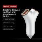 A2 2 USB + 2 Type-C Phone Fast Charging Power Adapter 78W Y-Shaped Car Charger