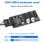 YNS-02 Extension Cable Card Motherboard USB 2.0 9-pin to 3x 9-pin Adapter, YNS-02