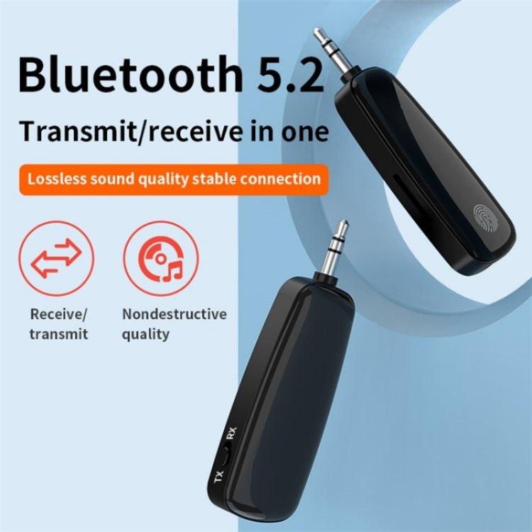 M03 Fingerprint Touch Stereo Aux Wireless Adapter Bluetooth 5.2 Audio Receiver Transmitter, M03