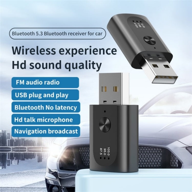 M08 USB Bluetooth 5.3 Adapter Hands-Free Call Car Wireless Audio Receiver, M08