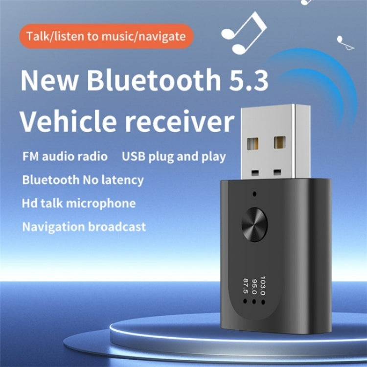 M08 USB Bluetooth 5.3 Adapter Hands-Free Call Car Wireless Audio Receiver, M08