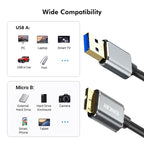 ENKAY USB 3.0 A to USB 3.0 Micro B 5Gbps Data Camera Hard Drive Cable, 0.5m, 1m, 1.5m