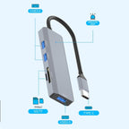 ADS-310C HUB Expansion Converter USB-C / Type-C to 3 x USB 3.0 + 2 x Card Reader Slots, ADS-310C(Grey)