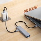 ADS-311C Support PD 100W Fast Charging Converter 5 Port Hub Type-C Hub Adapter, ADS-311C(Grey)