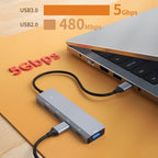 ADS-311C Support PD 100W Fast Charging Converter 5 Port Hub Type-C Hub Adapter, ADS-311C(Grey)