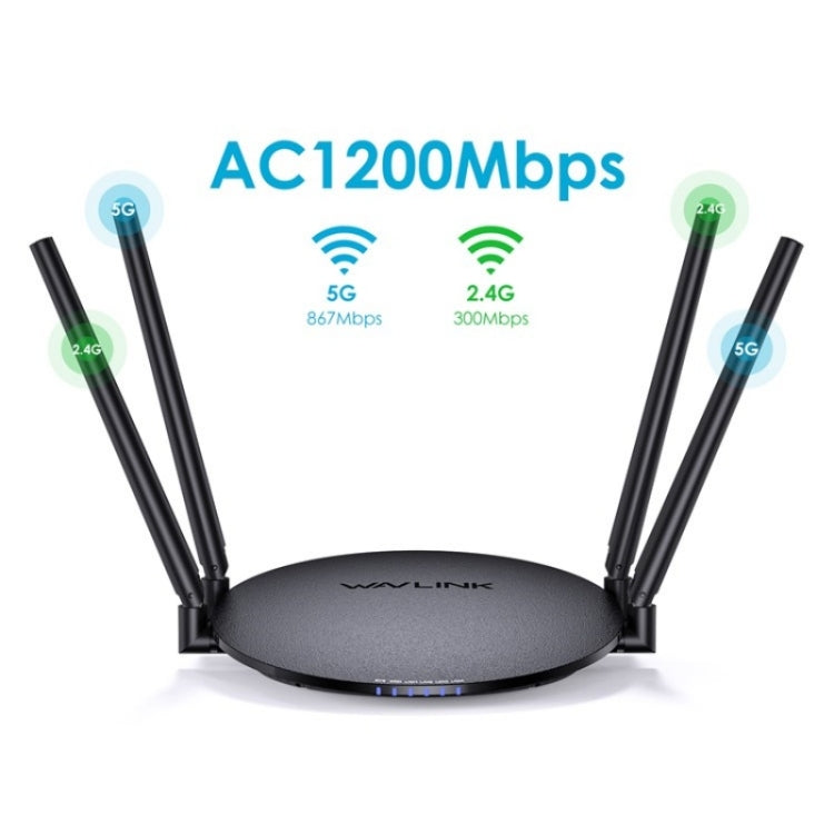 WAVLINK WN530G3 4x 5dBi Foldable Antenna AC1200 Dual Band Wireless Repeater Router, US Plug, UK Plug, AU Plug
