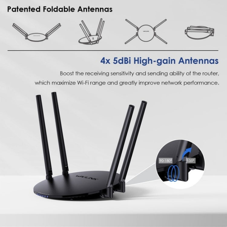 WAVLINK WN530G3 4x 5dBi Foldable Antenna AC1200 Dual Band Wireless Repeater Router, US Plug, UK Plug, AU Plug