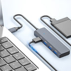 ADS-305C Aluminum Alloy Type-C to 4-Ports USB3.0 USB HUB Laptop Phone Adapter Splitter, ADS-305C