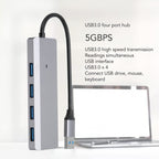 ADS-305A Aluminum Alloy USB to 4-Ports USB3.0 USB HUB Laptop Adapter Docking Station, ADS-305A