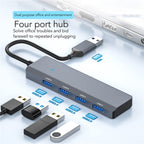 ADS-305A Aluminum Alloy USB to 4-Ports USB3.0 USB HUB Laptop Adapter Docking Station, ADS-305A