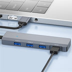 ADS-309A  Aluminum Alloy USB to 3  x USB 3.0 + Type-C Data Port Expansion Hub Adapter, ADS-309A