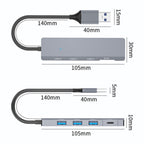 ADS-309A  Aluminum Alloy USB to 3  x USB 3.0 + Type-C Data Port Expansion Hub Adapter, ADS-309A