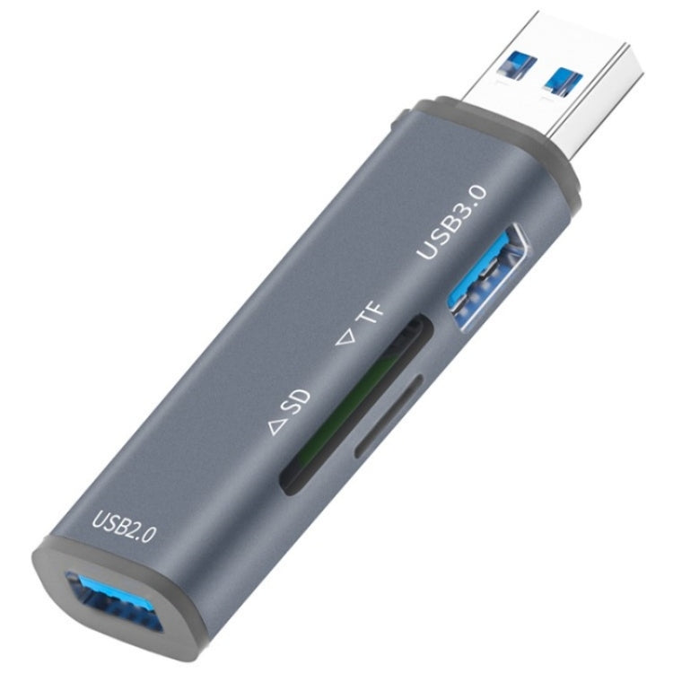 ADS-308A SD / TF Card Reader Aluminum Alloy USB 3.0 + USB 2.0 Splitter Hub