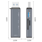 ADS-308A SD / TF Card Reader Aluminum Alloy USB 3.0 + USB 2.0 Splitter Hub