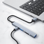 ADS-806A 5-in-1 Card Reader USB-A to USB3.0 + USB2.0 + Type-C + SD/TF Slot USB Hub, ADS-806A