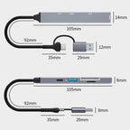 ADS-806D Type-C+USB to USB 3.0 Hub SD / TF Card Reader Multi-Function Docking Station, ADS-806D