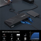 WAVLINK UG69PD25 Pro 100W PD Charging Triple 4K Display Laptop Docking Station, US Plug, EU Plug, UK Plug, AU Plug