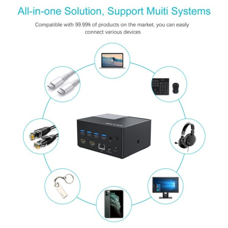 WAVLINK UG76PD2 3.5mm Audio, Gigabit Network Port Dual HD Universal Docking Station, UG76PD2