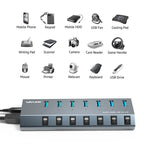 WAVLINK UH3076 5Gbps 7-port USB 3.0 Hub with Independent Switch and LED Indicator, UH3076