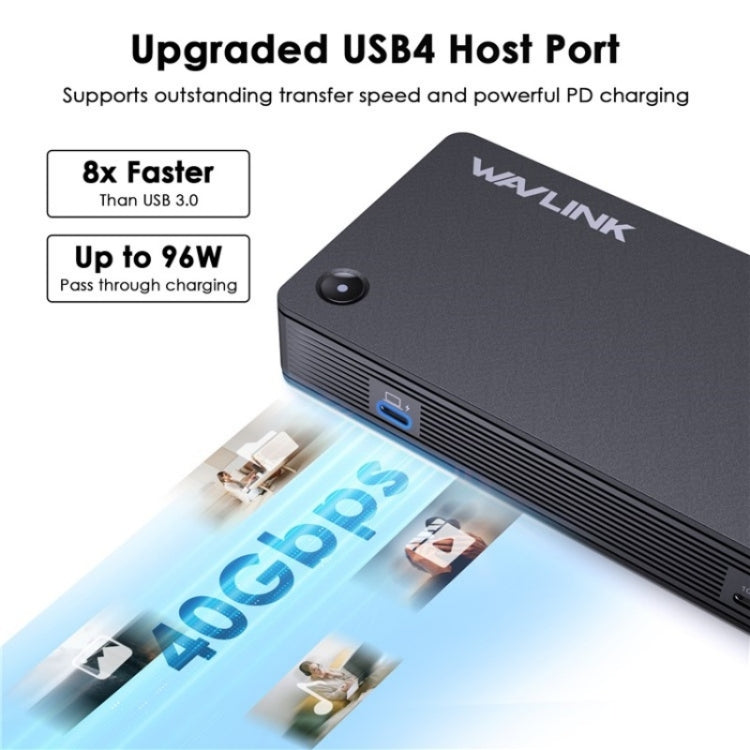 WAVLINK UTD22 Support 96W Laptop Charging USB4 Docking Station Dual Monitor USB-C Hub, UTD22