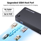 WAVLINK UTD22 Support 96W Laptop Charging USB4 Docking Station Dual Monitor USB-C Hub, UTD22